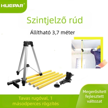 Infravörös lézeres szintező teleszkópos alumínium ötvözetes tripod LP-36, mennyezeti tartó vakoláshoz és csempézéshez, magasságállítás, 3,7 m működési távolság