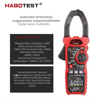 HABOTEST HT208D/HT208A fogómérő, AC/DC áram 1000A