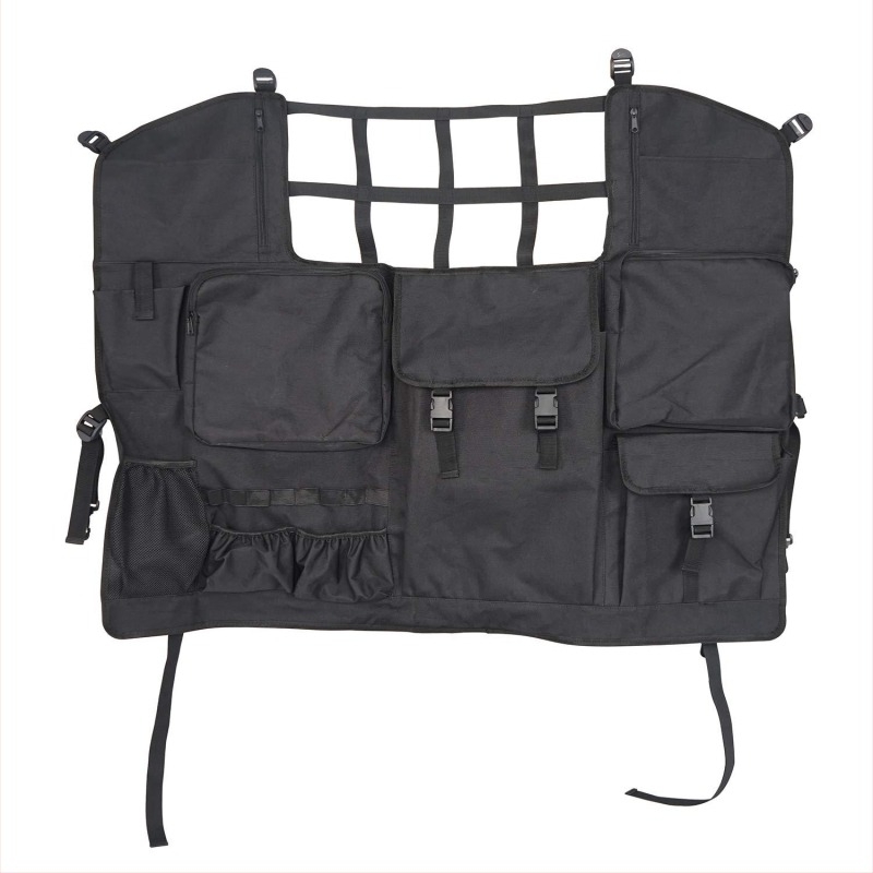 Jeep Wrangler JK/JL számára készült belső tároló táska (07–19) — hátsó üléses poggyász háló, szervező, anyag 600D Oxford