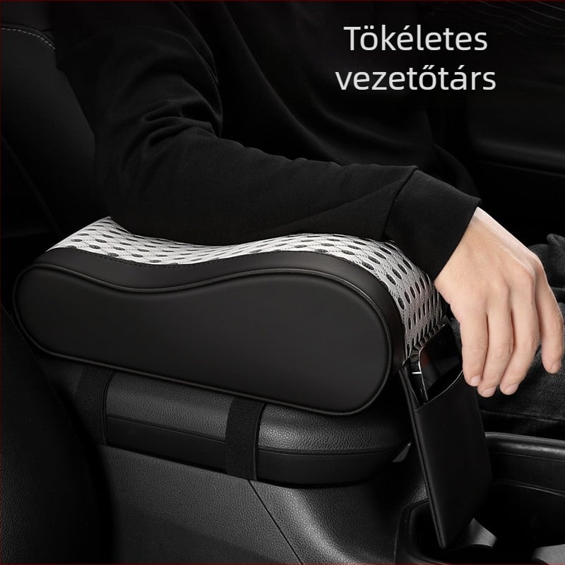 Tengli bőr- és hálós autókarfa párna memóriás habbal, központi magasságot növelő párna