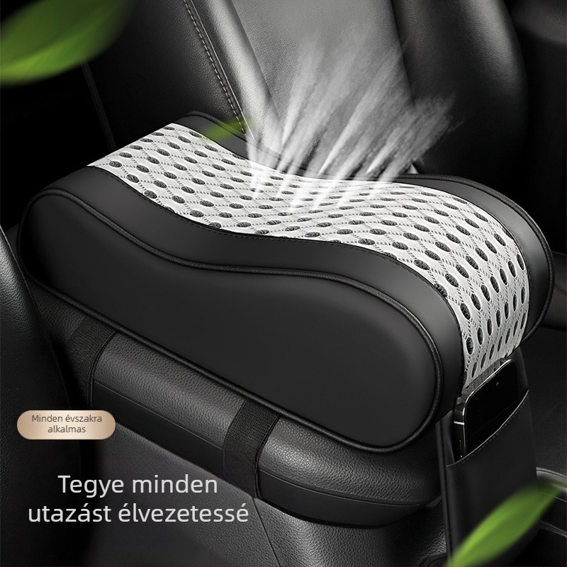 Tengli bőr- és hálós autókarfa párna memóriás habbal, központi magasságot növelő párna