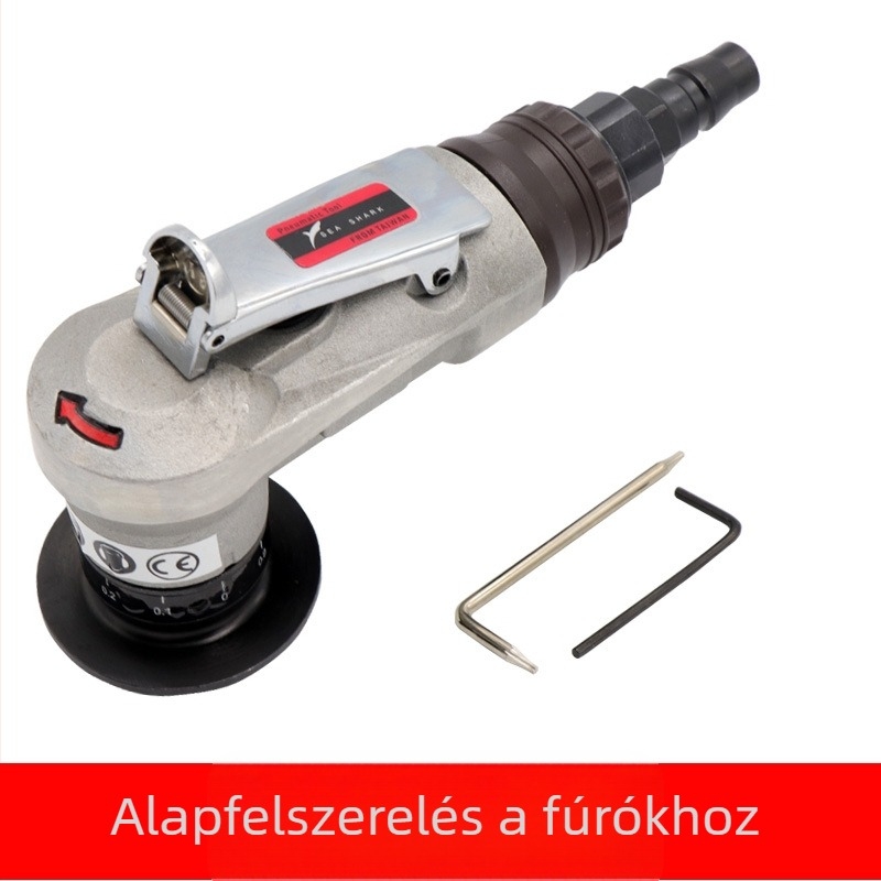 Sea Flying Shark mini hordozható pneumatikus élcsiszolófa faipari használatra, modell 45RC, teljesítmény 45RC, alkalmazás: derékszögű élek kialakítása