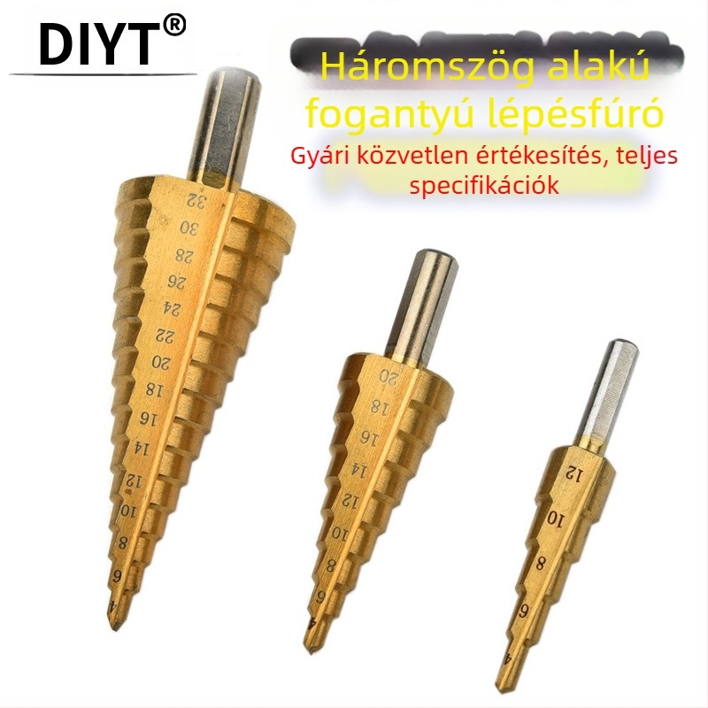 DIYT 5 darabos lépcsős fúrókészlet, magas széntartalmú acélból, Pagoda Diamond