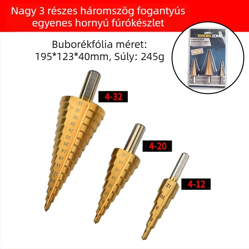 DIYT 5 darabos lépcsős fúrókészlet, magas széntartalmú acélból, Pagoda Diamond