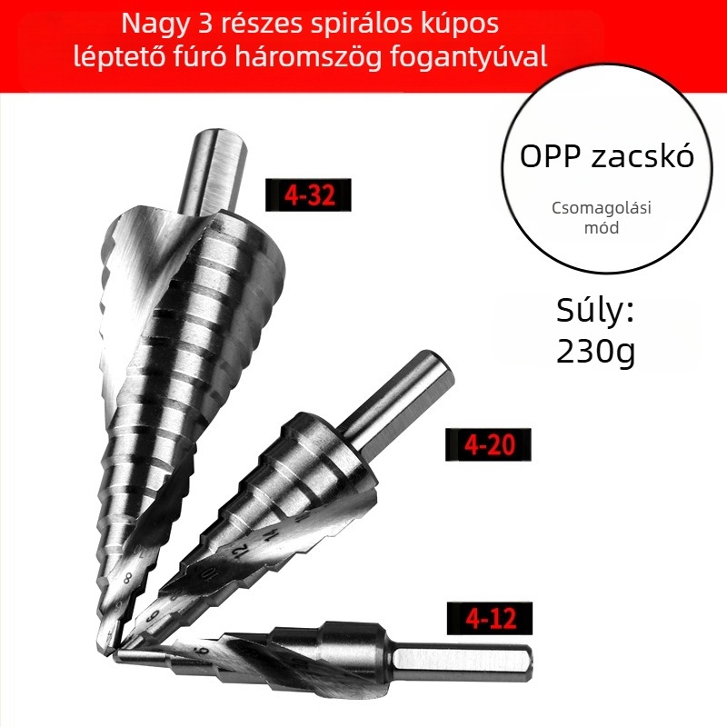 DIYT 5 darabos lépcsős fúrókészlet, magas széntartalmú acélból, Pagoda Diamond