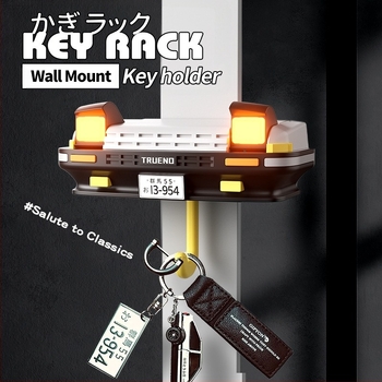 AE86 Falra szerelt kulcstartó - ABS, aranyos rajzfilm-stílus, egyszemélyes kampó, teherbírás 3 kg, 2024 megjelenés