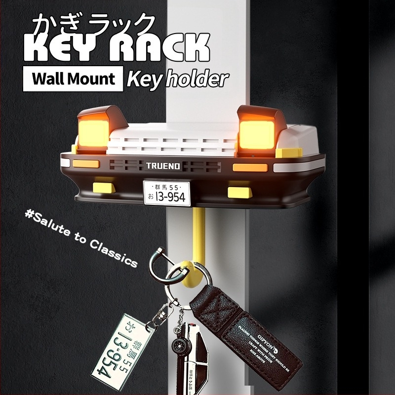 AE86 Falra szerelt kulcstartó - ABS, aranyos rajzfilm-stílus, egyszemélyes kampó, teherbírás 3 kg, 2024 megjelenés