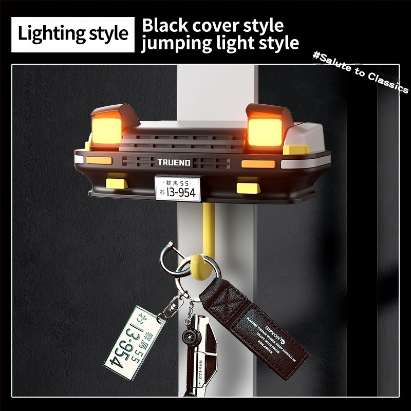 AE86 Falra szerelt kulcstartó - ABS, aranyos rajzfilm-stílus, egyszemélyes kampó, teherbírás 3 kg, 2024 megjelenés