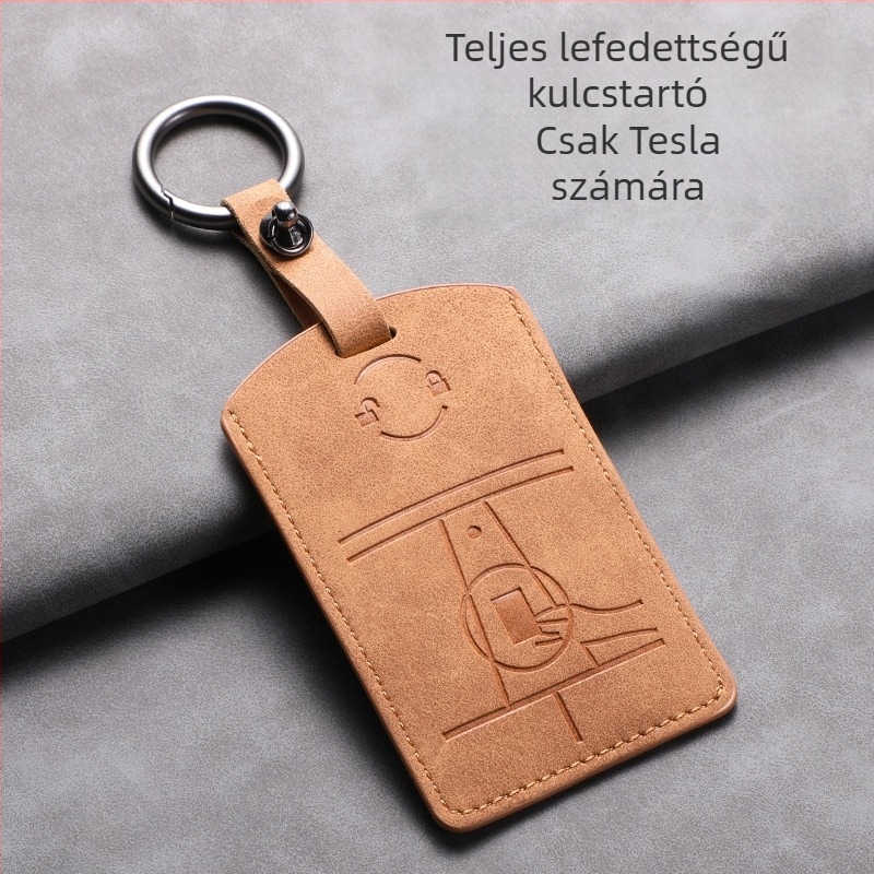 Tesla kulcskártya tok — báránybőr — egyszerű stílus