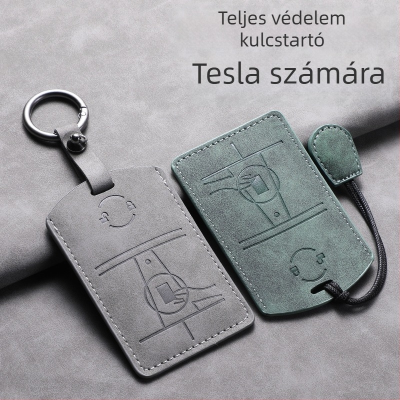 Tesla kulcskártya tok — báránybőr — egyszerű stílus