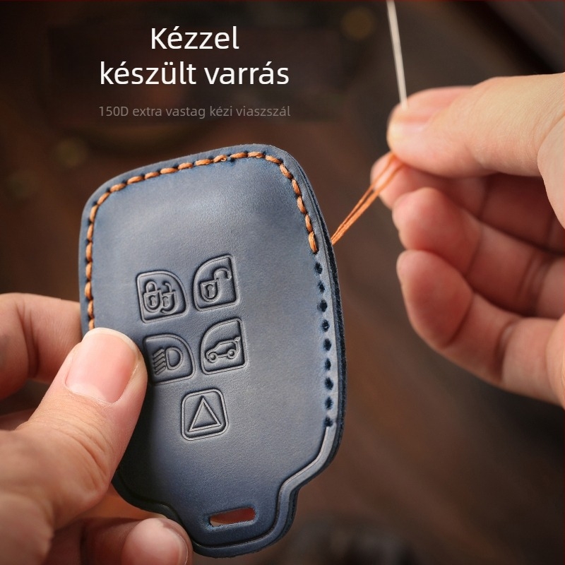 Kézzel készített tehénbőrből készült kulcstartó tok – csattal, magas színvonalú kialakítás modern autók kulcsaihoz, testreszabható