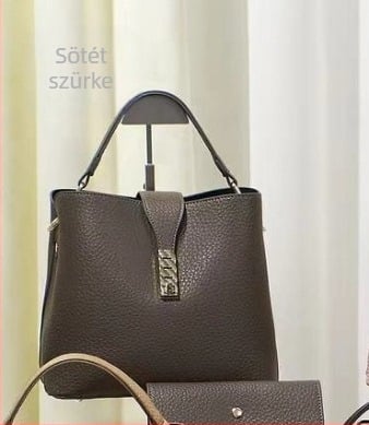 PU anyagú válltáska, bucket stílus, vízszintes négyzet alak, cipzáros nyitás, poliészter bélés