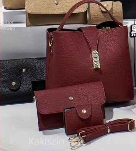 PU anyagú válltáska, bucket stílus, vízszintes négyzet alak, cipzáros nyitás, poliészter bélés