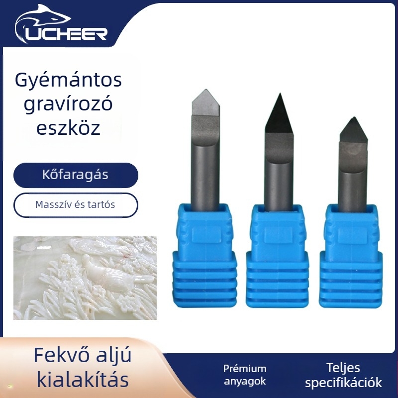 PCD-vel készült gyémánt gravírozó kés, Diamond carving knife sorozat, gravírozáshoz gránit és márvány felületekre, lapos alsó él és konus alakú vágó (Brand: Blade; Anyag: PCD; Alkalmazási terület: Gravírozás; Sorozat: Diamond carving knife)