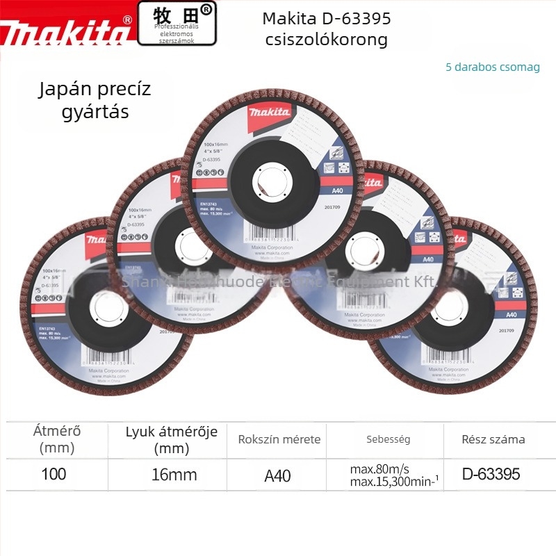 Makita 100 mm-es abrazív textil korong polírozáshoz – csiszolás, maximális sebesség 80, keménység A