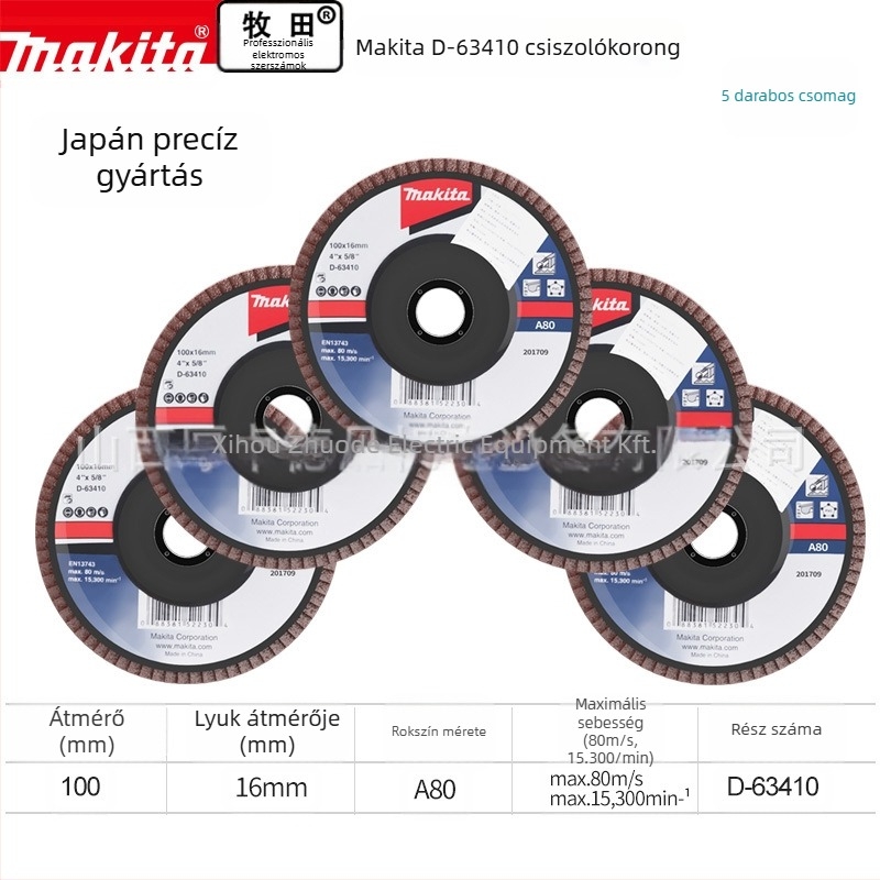 Makita 100 mm-es abrazív textil korong polírozáshoz – csiszolás, maximális sebesség 80, keménység A