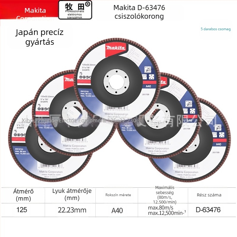Makita 100 mm-es abrazív textil korong polírozáshoz – csiszolás, maximális sebesség 80, keménység A