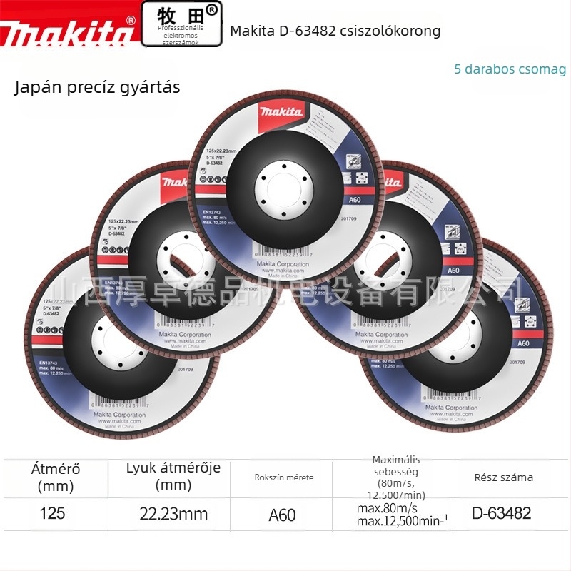 Makita 100 mm-es abrazív textil korong polírozáshoz – csiszolás, maximális sebesség 80, keménység A