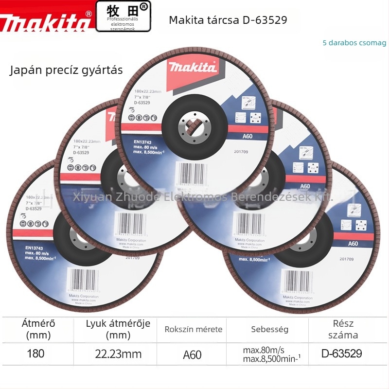 Makita 100 mm-es abrazív textil korong polírozáshoz – csiszolás, maximális sebesség 80, keménység A