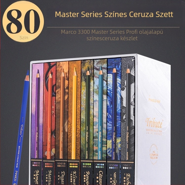 MARCO Master Grade olaj alapú színes ceruzák ajándékdobozos készlet műanyag tokkal
