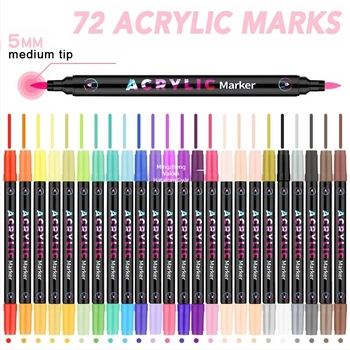 Akril marker toll gyerekeknek, kettős fejű, két végű, gyorsan száradó, nem fakuló