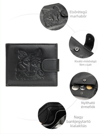 Férfiaknak szóló valódi bőrből készült pénztárca — rövid kivitelű kártyatartóval, multifunkcionális, felső réteg marhabőrből, utcai stílus