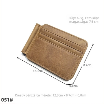 Férfiaknak szánt többkártyás bőr pénztárca, első réteg szarvasmarha bőréből, rövid kivitel, érmezseb, poliészter bélés