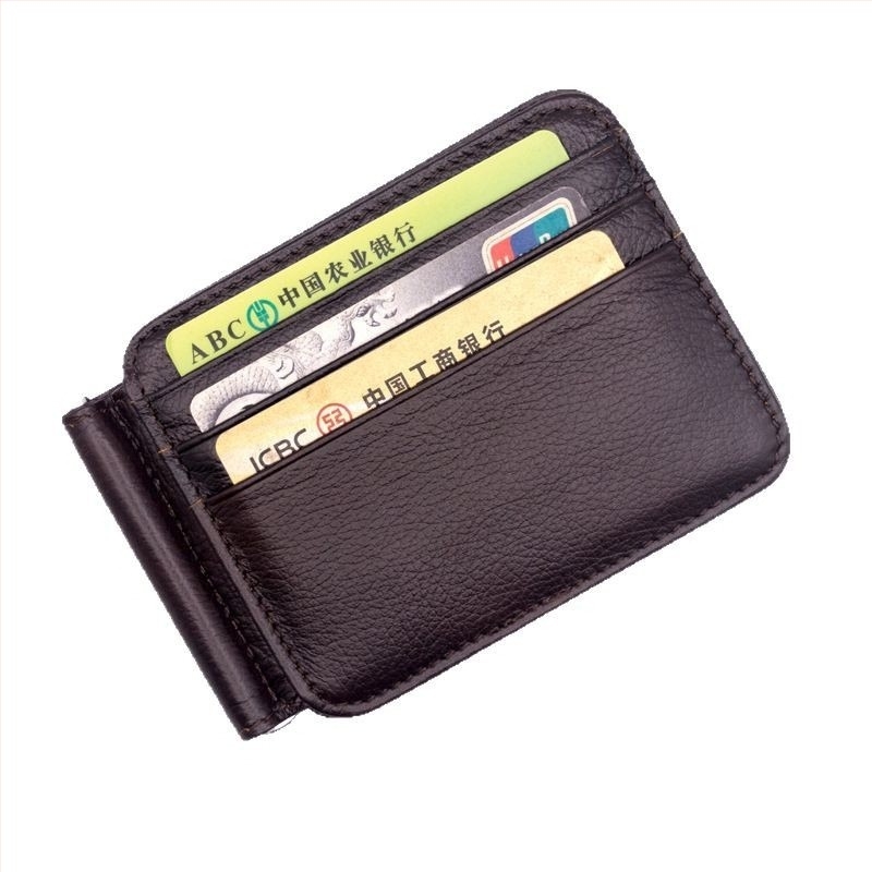 Férfiaknak szánt többkártyás bőr pénztárca, első réteg szarvasmarha bőréből, rövid kivitel, érmezseb, poliészter bélés
