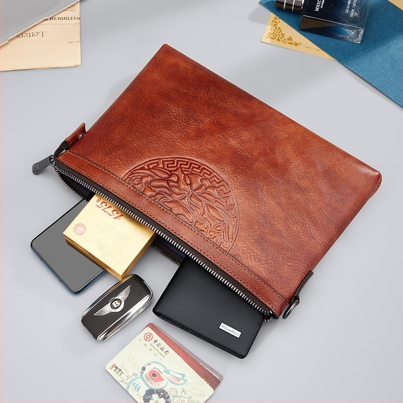 Williampolo férfi clutch táska - valódi bőr, városi egyszerű stílus, első rétegű marhabőr, ultra könnyű