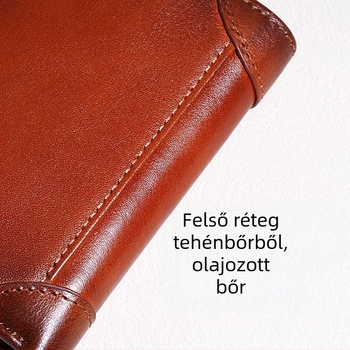 Férfi pénztárca valódi bőrből, első réteg marhabőr, kompakt háromoldalas kialakítás kártyatartókkal, poliészter bélés