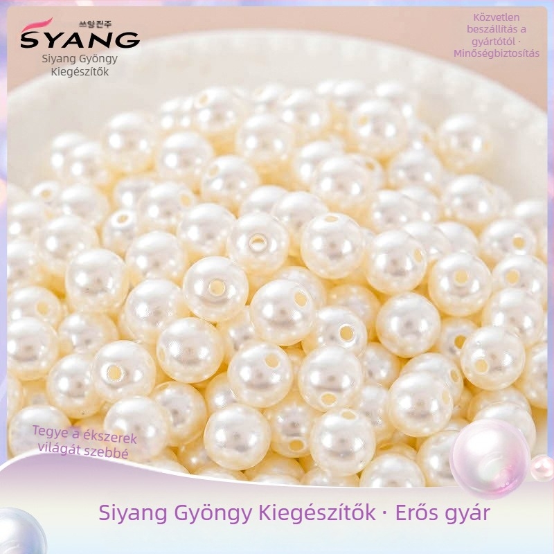 ABS-imitációs gyöngyök ruházathoz, egyenes lyukú gyöngyök, sütőben festett felülettel, DIY ékszer alkatrészek karkötőkhöz és nyakláncokhoz