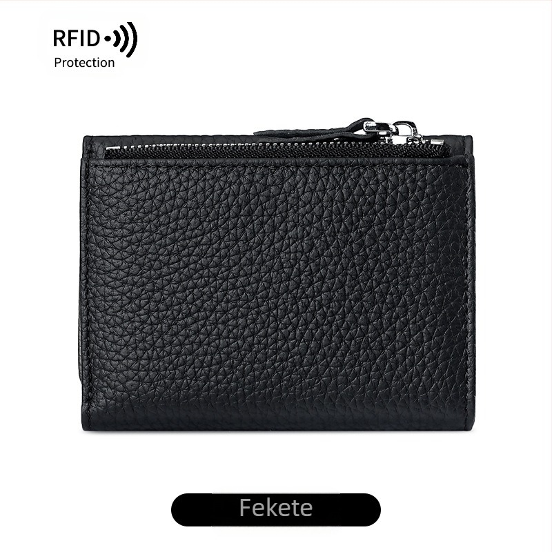 Valódi bőrből készült kártyatartó pénztárca cipzárral, ultra vékony, uniszex, első réteg borjúbőrből, bélés poliészter