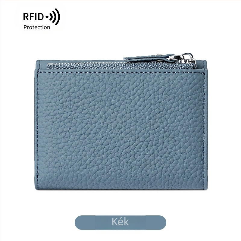 Valódi bőrből készült kártyatartó pénztárca cipzárral, ultra vékony, uniszex, első réteg borjúbőrből, bélés poliészter