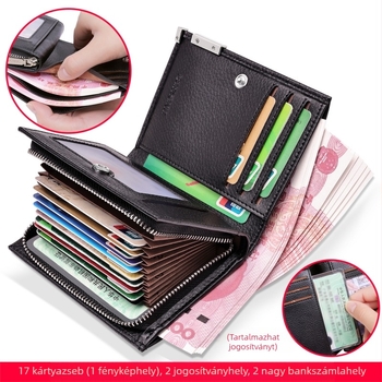 Ban yano férfi pénztárca – valódi bőr, első réteg marhabőrből, ultra könnyű, kopásálló, üzleti stílus