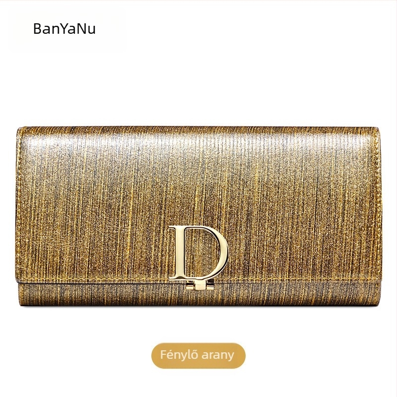 Női hosszú pénztárca valódi bőrből, kétszálas marhabőr konstrukció, csíkos minta, városi minimalizmus stílus, nagy kapacitás és több kártyatartó