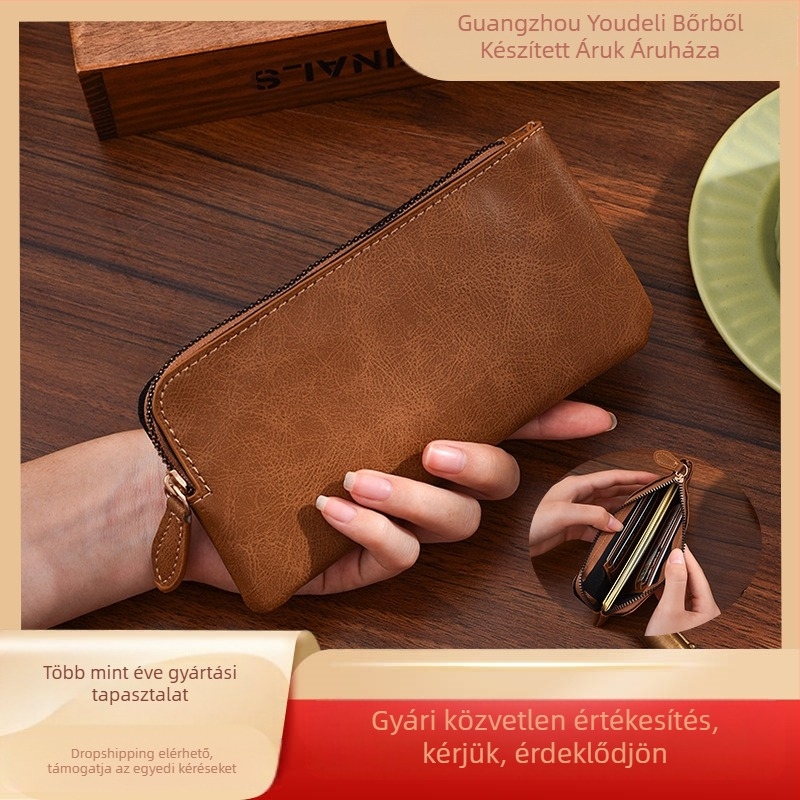 Uniszex hosszú cipzáras pénztárca - PU bőr, geometriai mintázat, vízálló, bővíthető kártyahelyek, 2025 tavasz