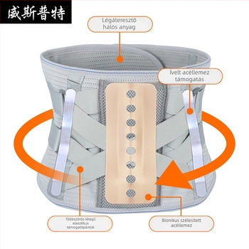 Deréktámasz öv levehető acéllemezzel – lélegző, széles, edzéshez és hegymászáshoz