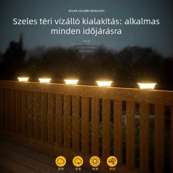 Napelemes oszloplámpa a villa kapujához – LED, 5W, 1.2V, 6–12 óra világítási idő, időjárásálló