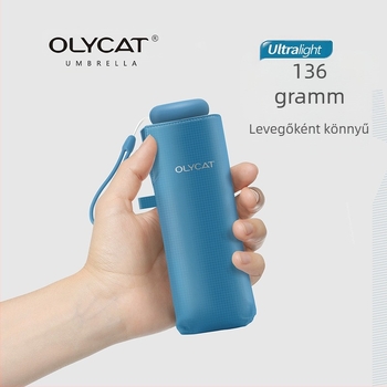 Olycat Ultra-könnyű összecsukható esernyő — UPF50+ UV-védelem, 8 rostos váz, 210T Impact anyag, ötvözet nyél, műanyag markolat, kézi nyitás-zárás, 280 g