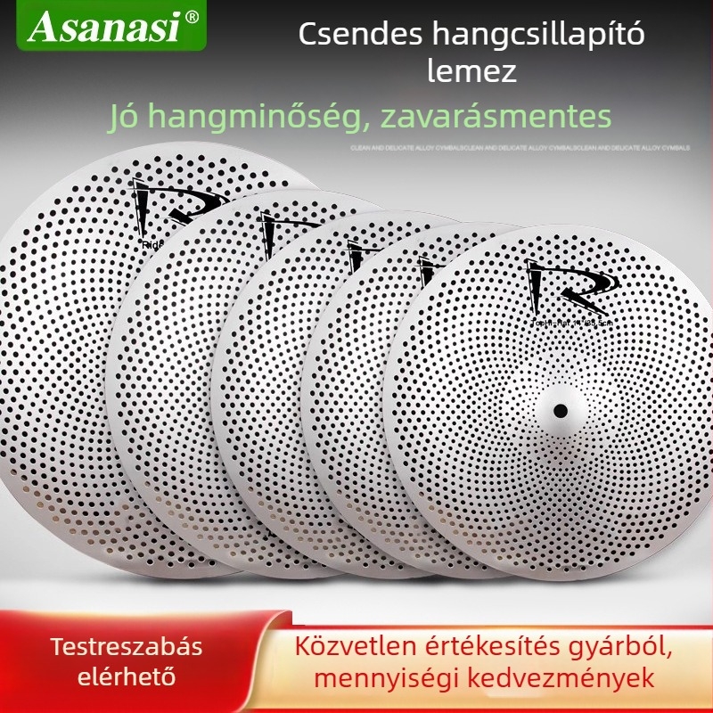 Asanasi xyc01 dobcsimbál dobkészlethez, halk dizájn, átmérő 31–50 cm