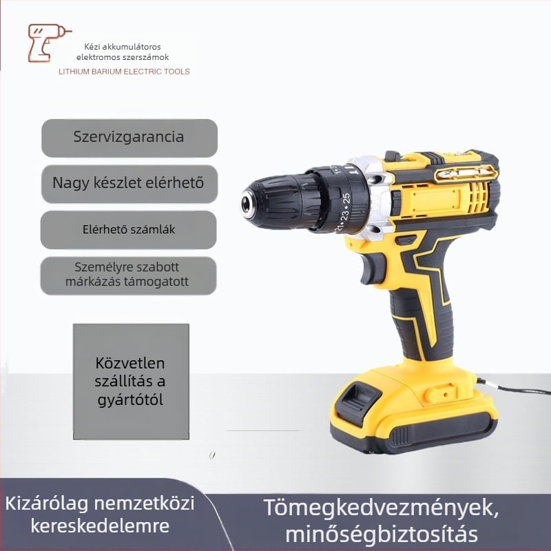 Rockita vezeték nélküli ütvefúró és csavarhúzó készlet, 21V Li‑ion akkumulátor, tartalmaz akkumulátort, töltőt és műanyag tokkal, előre/hátra forgás