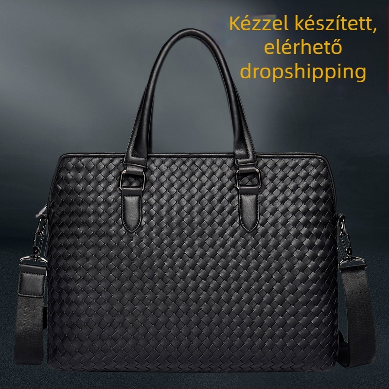 Kézzel készített, szövött férfi üzleti táska kockás mintával, poliészter béléssel, ETONWEAG