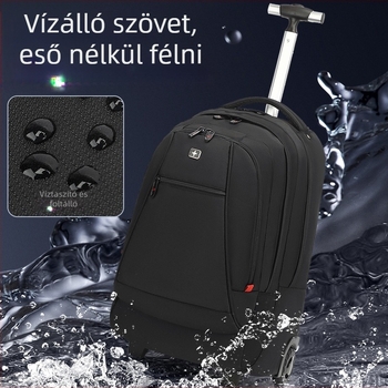 KINGSGEAR Oxford anyagú hátizsák gurulós kerekekkel; légáteresztő, vízálló és kopásálló; gerincvédelem; ívelt vállpánt; iskolai használatra tervezve.