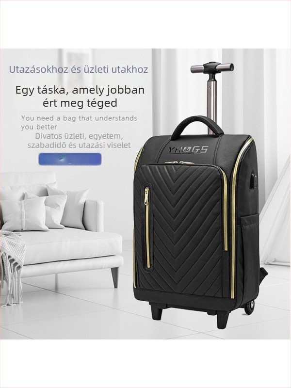 Unisex görgős utazó hátizsák poliészterből, cipzáros nyitás, súly 2,5 kg