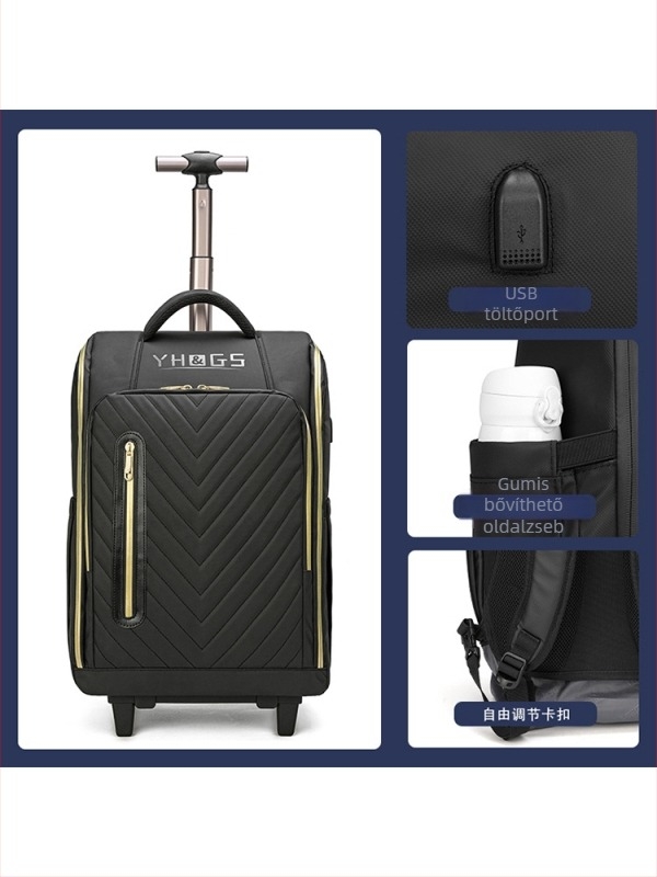 Unisex görgős utazó hátizsák poliészterből, cipzáros nyitás, súly 2,5 kg