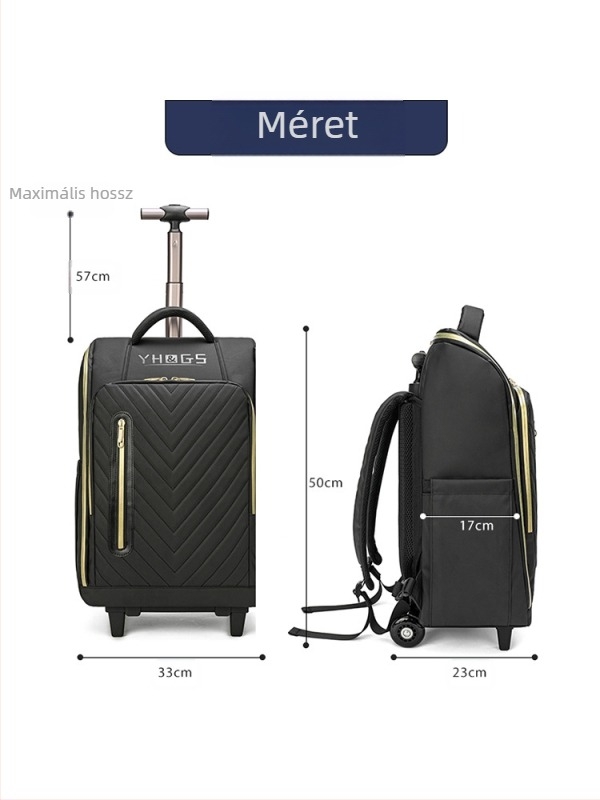 Unisex görgős utazó hátizsák poliészterből, cipzáros nyitás, súly 2,5 kg