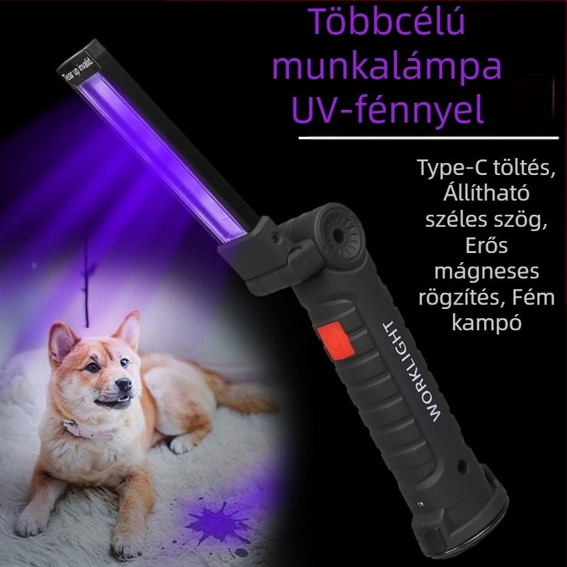 Kültéri hordozható LED munkalámpa – több fényforrású világítás, újratölthető, 10W, 1200mAh, 360° forgás, hatótáv 500 m-ig