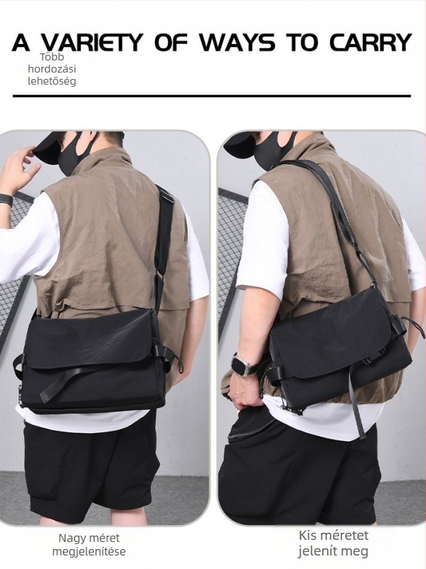 Férfi vállon átvetős táska - Nagy kapacitás, Utcai stílus, Napi használat (Vízlepergető anyag; Poliészter bélés; Légáteresztő; Száraz-nedves elválasztás)