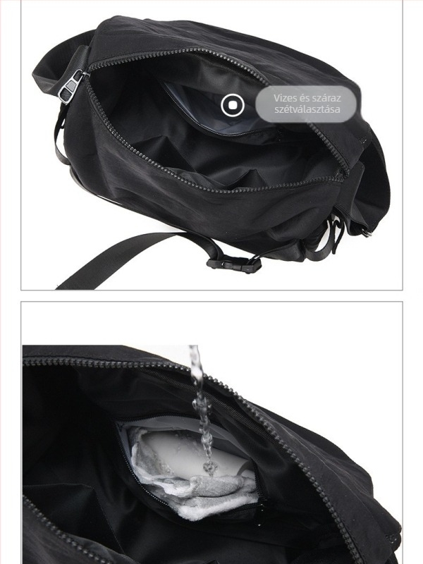 Férfi vállon átvetős táska - Nagy kapacitás, Utcai stílus, Napi használat (Vízlepergető anyag; Poliészter bélés; Légáteresztő; Száraz-nedves elválasztás)
