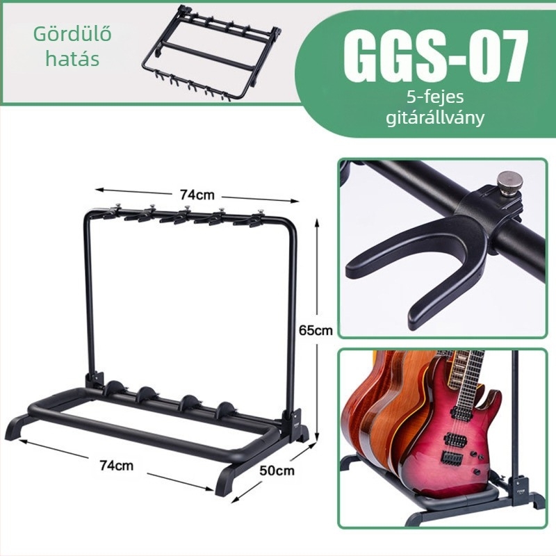 JOYO gitárállvány GGS-06~11, többsoros függőleges padlóra álló állvány, acélcső + ABS műanyag